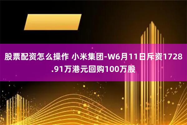 股票配资怎么操作 小米集团-W6月11日斥资1728.91万港元回购100万股