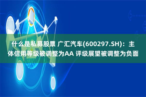 什么是私募股票 广汇汽车(600297.SH)：主体信用等级被调整为AA 评级展望被调整为负面